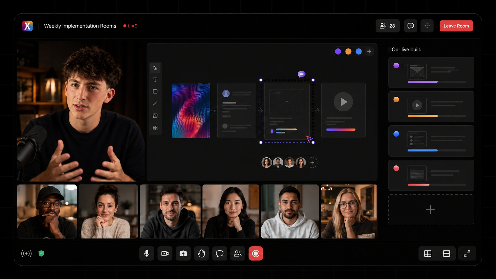 Weekly Implementation Rooms inside CreatorX